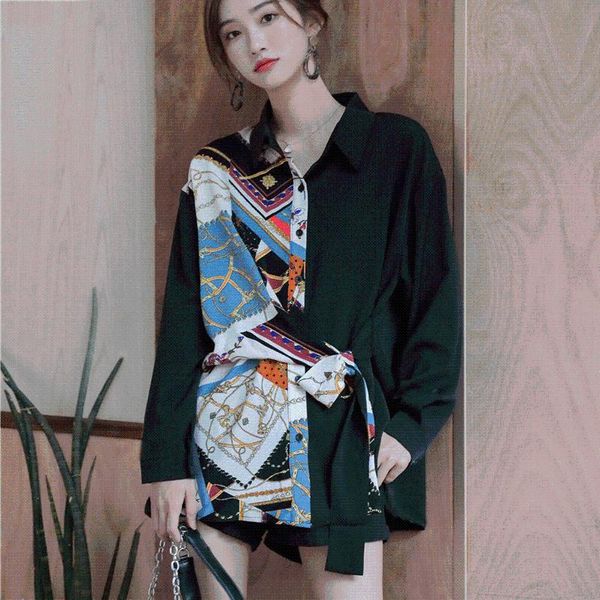 women's blouses & shirts 2021 spring and summer black casual women unique with belt waist, White
women's blouses & shirts 2021 spring and summer black casual women unique with belt waist, White