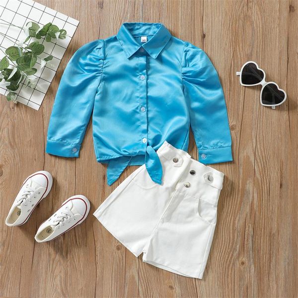 clothing sets 2021 arrival baby girls outfits toddlers solid color tie-up long sleeve lapel shirts + denim shorts infants summer, White
clothing sets 2021 arrival baby girls outfits toddlers solid color tie-up long sleeve lapel shirts + denim shorts infants summer, White
