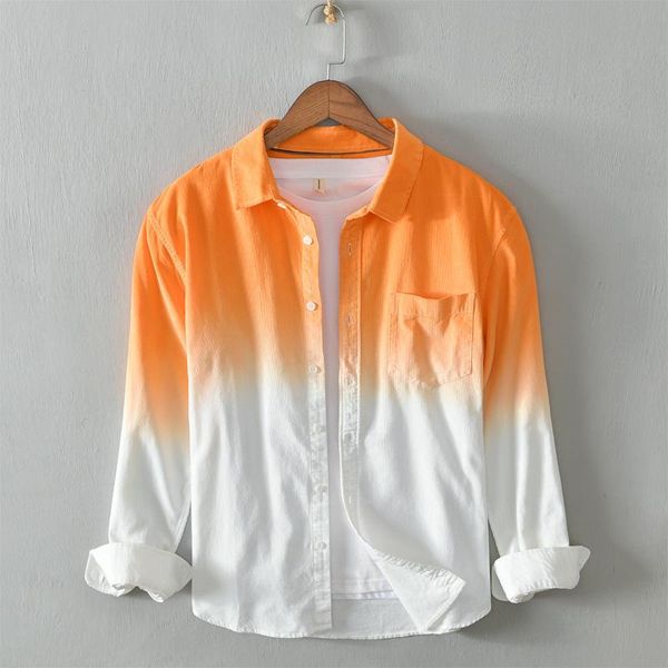 men's casual shirts 2021 autumn corduroy long-sleeved shirt fashion gradient color, White;black
men's casual shirts 2021 autumn corduroy long-sleeved shirt fashion gradient color, White;black