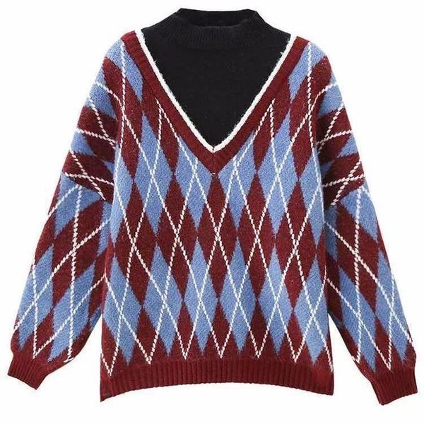 2021 new falso de duas peas camisola feminina solta exterior usar estudantes coreano solto feminino novo diamante xadrez manga comprida, White;black
2021 new falso de duas peas camisola feminina solta exterior usar estudantes coreano solto feminino novo diamante xadrez manga comprida, White;black