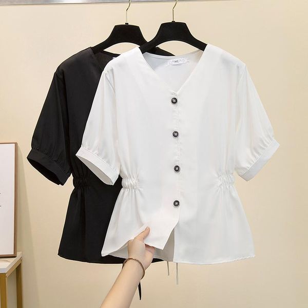 women's blouses & shirts summer women blouse 2021 elegant french shirt short sleeves v-neck female elastic waist lace up womens casual, White
women's blouses & shirts summer women blouse 2021 elegant french shirt short sleeves v-neck female elastic waist lace up womens casual, White