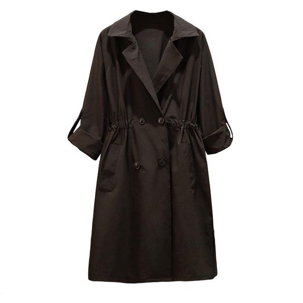 women's trench coats plus size loose waist slimming windbreaker coat 2021 autumn fashion temperament a676, Tan;black 
women's trench coats plus size loose waist slimming windbreaker coat 2021 autumn fashion temperament a676, Tan;black