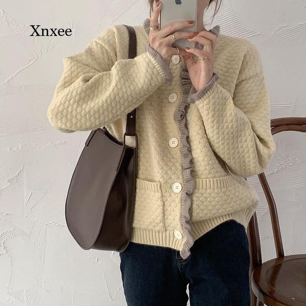 women's knits & tees patchwork knitted cardigan soft sweet autumn coats sweater oversize loose plus size chic mujer casual gentle femme, White
women's knits & tees patchwork knitted cardigan soft sweet autumn coats sweater oversize loose plus size chic mujer casual gentle femme, White