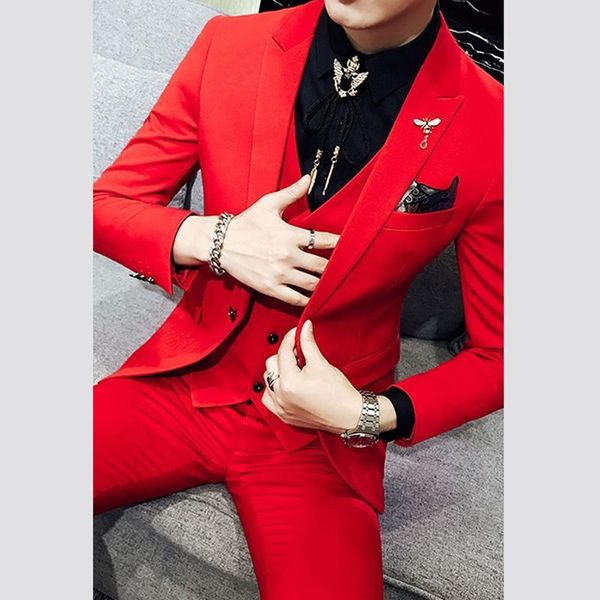 men's suits & blazers 2021 spring luxury fashion groom tuxedos red one button formal wedding sets three pieces suit (jacket+vest+pants), White;black
men's suits & blazers 2021 spring luxury fashion groom tuxedos red one button formal wedding sets three pieces suit (jacket+vest+pants), White;black