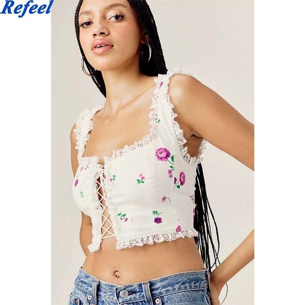 women's tanks & camis romantic floral print crop women square neck sleeveless lace trims tank front drawstring bandage summer, White
women's tanks & camis romantic floral print crop women square neck sleeveless lace trims tank front drawstring bandage summer, White