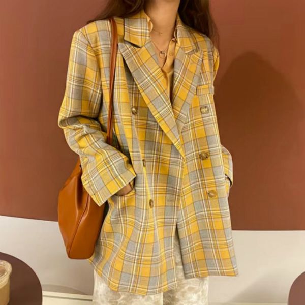 2021 new long-sleeved autumn long-sleeves retro-loose suit double plaid ladies breasted jacketz2g5, White;black
2021 new long-sleeved autumn long-sleeves retro-loose suit double plaid ladies breasted jacketz2g5, White;black