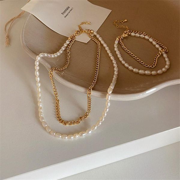 chains freshwater pearl double metal chain necklace fashionable sweet vintage collarbone women wedding travel accessories, Silver
chains freshwater pearl double metal chain necklace fashionable sweet vintage collarbone women wedding travel accessories, Silver