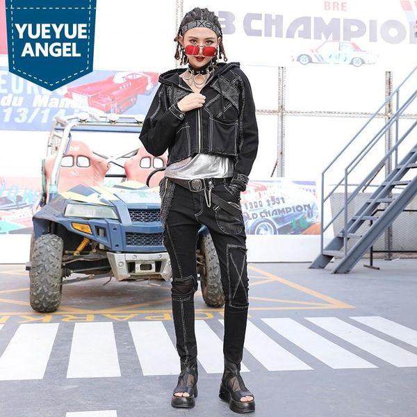 bf style street casual two piece set women loose hooded short jacket patch design black harem pants hip hop outfits pants set, White
bf style street casual two piece set women loose hooded short jacket patch design black harem pants hip hop outfits pants set, White