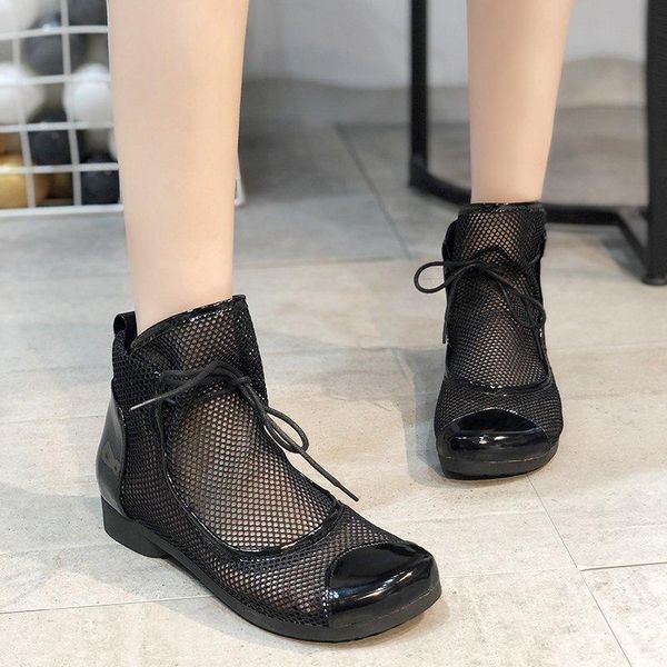 mesh breathable summer women ankle boots handmade lace up hollow out sandals block heel 3cm women's shoes woman zapatos de mujer, Black
mesh breathable summer women ankle boots handmade lace up hollow out sandals block heel 3cm women's shoes woman zapatos de mujer, Black