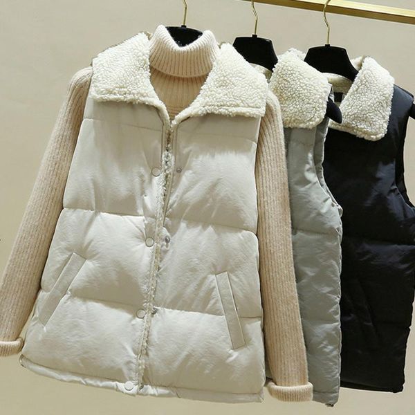 women's vests lamb hair down cotton vest coat single breasted pocket sleeveless turn-down collar female cq20211029, Black;white
women's vests lamb hair down cotton vest coat single breasted pocket sleeveless turn-down collar female cq20211029, Black;white