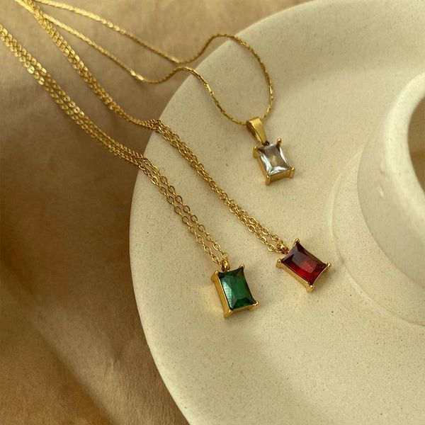 pendant necklaces zj 2022 fashion minimalist stainless steel women geometric rectangle green red crystal cubic zirconia choker, Silver
pendant necklaces zj 2022 fashion minimalist stainless steel women geometric rectangle green red crystal cubic zirconia choker, Silver