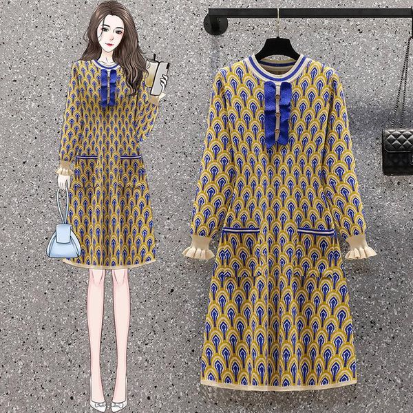 casual dresses temperament knitting dress for women retro pattern ruffles splicing pocket loose bottoming sweater 2021 fall, Black;gray
casual dresses temperament knitting dress for women retro pattern ruffles splicing pocket loose bottoming sweater 2021 fall, Black;gray