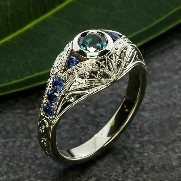 cluster rings women green round zircon finger ring carved flower blue stone engagement wedding bijoux for female, Golden;silver
cluster rings women green round zircon finger ring carved flower blue stone engagement wedding bijoux for female, Golden;silver