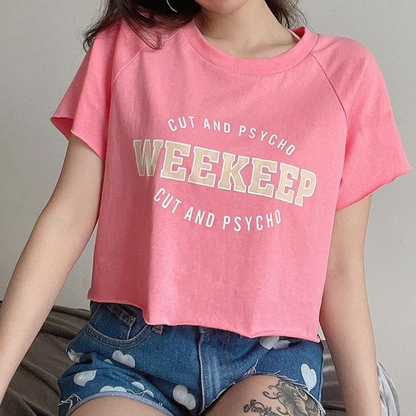 women's t-shirt ladies summer round collar preppy style creative letter printing short sleeve midriff-baring crop loose base shirt, White
women's t-shirt ladies summer round collar preppy style creative letter printing short sleeve midriff-baring crop loose base shirt, White