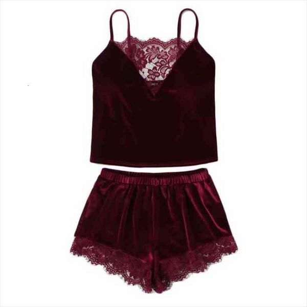 fashion 2pcs velvet lace womens sleepwears spaghetti strap shorts pajama set ladies female party, Black;red
fashion 2pcs velvet lace womens sleepwears spaghetti strap shorts pajama set ladies female party, Black;red