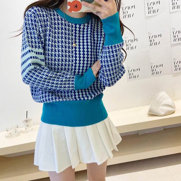 2021 autumn new tb checked wool fashion brand korean college style round neck slim women's sweater, White;black
2021 autumn new tb checked wool fashion brand korean college style round neck slim women's sweater, White;black