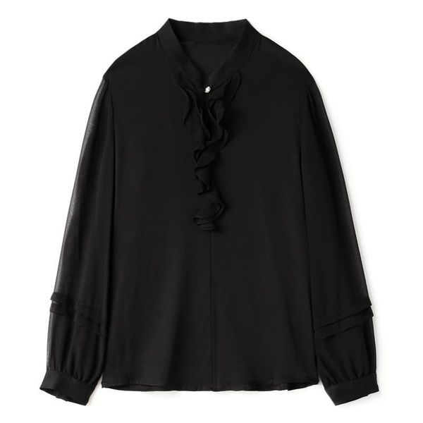 shuchan new year 2021 real silk office lady stand collar black thin ruffles chiffon women blouse blusa feminina long sleeve, White
shuchan new year 2021 real silk office lady stand collar black thin ruffles chiffon women blouse blusa feminina long sleeve, White