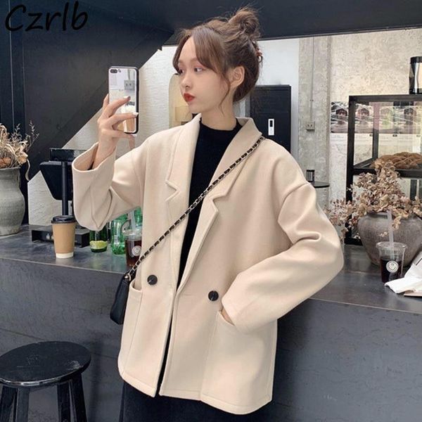 women's wool & blends college women autumn chic windproof outwear korean version solid baggy basic clothing all-match mujer streetwear, Black
women's wool & blends college women autumn chic windproof outwear korean version solid baggy basic clothing all-match mujer streetwear, Black