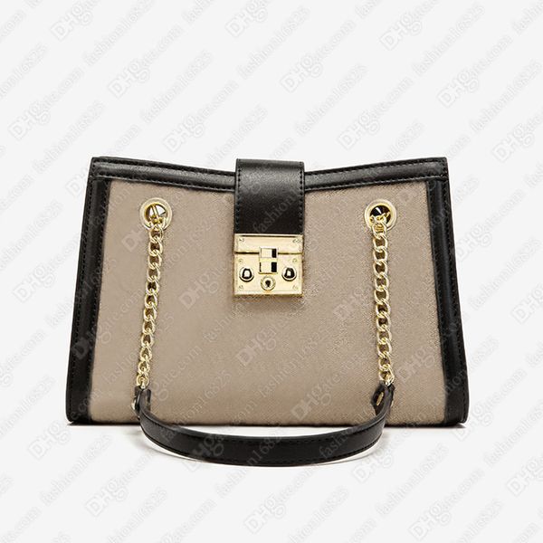 designer tote women shoulder bags padlock with chain square lock canvas genuine leather bow stripes distressed fashion handbag