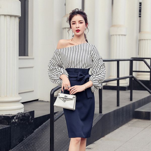 new arrival comfortable work style 2 pieces off shoulder shirt and slim bow pencil skirt temperamental women sets ezxu, Black
new arrival comfortable work style 2 pieces off shoulder shirt and slim bow pencil skirt temperamental women sets ezxu, Black