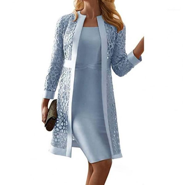 women's wool & blends 50%women outfit solid color lace cardigan long sleeve knee-length dress coat set for office, Black
women's wool & blends 50%women outfit solid color lace cardigan long sleeve knee-length dress coat set for office, Black