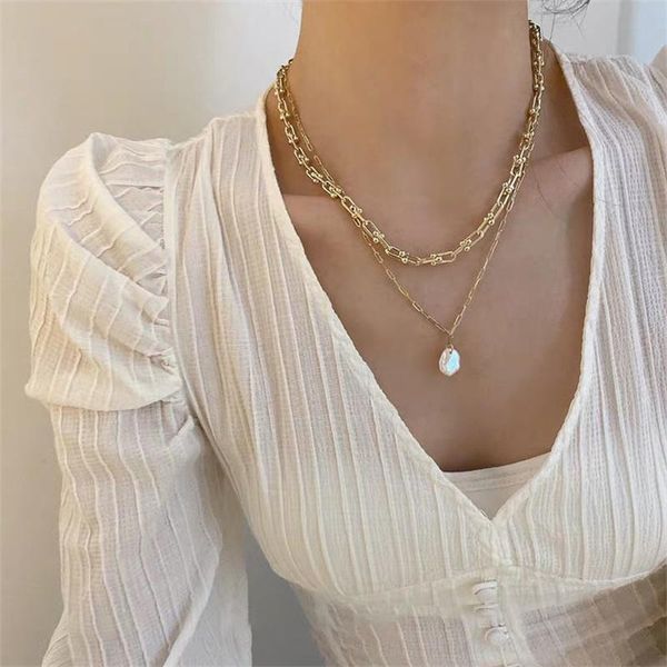 chains 1pcs vintage irregular pearl jewelry gold plated chunky link chain multi-layer necklaces for women necklace, Silver
chains 1pcs vintage irregular pearl jewelry gold plated chunky link chain multi-layer necklaces for women necklace, Silver