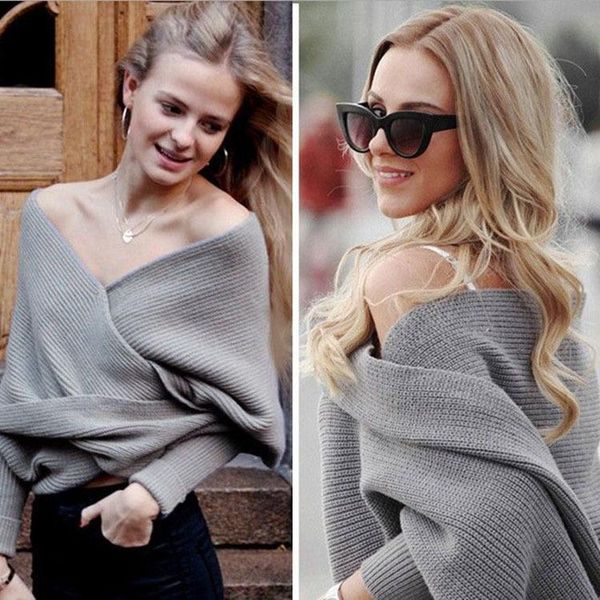 women's sweaters 2021 europe, america, autumn and winter v-shaped cross off shoulder knitted pullover sweater scarf, White;black
women's sweaters 2021 europe, america, autumn and winter v-shaped cross off shoulder knitted pullover sweater scarf, White;black