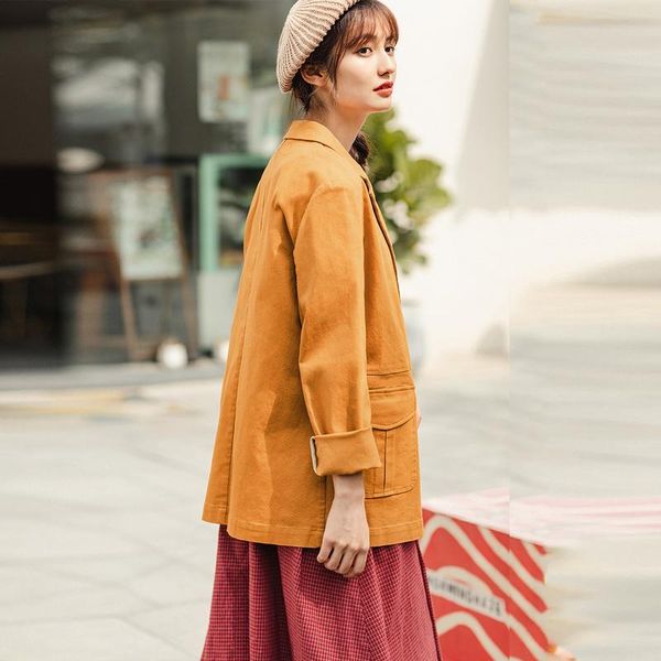 women's jackets 2021 spring arrival literary retro lapel single breasted loose long women suit harajuku coats and, Black;brown
women's jackets 2021 spring arrival literary retro lapel single breasted loose long women suit harajuku coats and, Black;brown