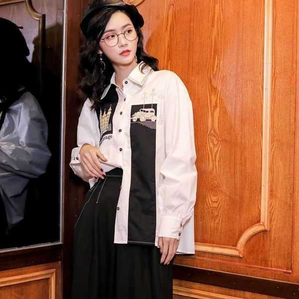 women's two piece pants fall women long sleeve blouse patchwork white button up collar shirt loose designer korean fashion cl thjz
women's two piece pants fall women long sleeve blouse patchwork white button up collar shirt loose designer korean fashion cl thjz