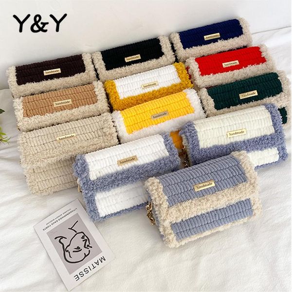 shoulder bags y&y hand-woven wool bag diy handmade homemade material women crossbody ins female
