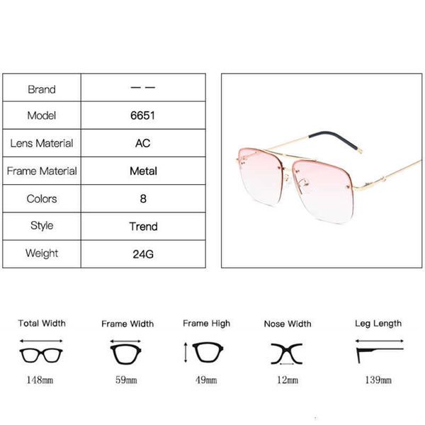 luxury designer sunglasses rbrare square rimless men's and women's gradient brand designer big frame retro trend oculos feminino 0, White;black
luxury designer sunglasses rbrare square rimless men's and women's gradient brand designer big frame retro trend oculos feminino 0, White;black