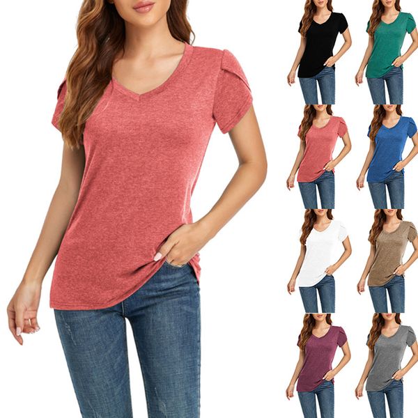 new solid color v-neck short sleeve t-shirt for women in spring and summer 2021, White
new solid color v-neck short sleeve t-shirt for women in spring and summer 2021, White