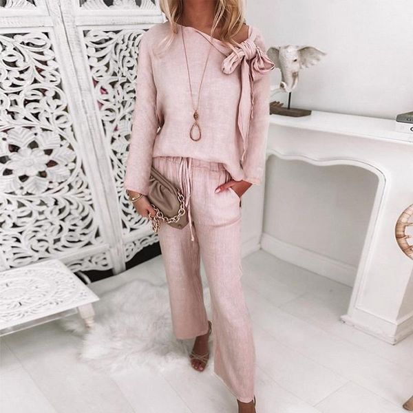 women's two piece pants casual lace-up bow pullover and loose outfits fashion elegant female suits 2021 autumn women set streetwear, White
women's two piece pants casual lace-up bow pullover and loose outfits fashion elegant female suits 2021 autumn women set streetwear, White