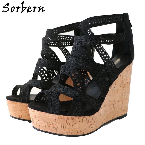 sorbern black wedge sandals hollow summer shoes back zipper platform high heel new women plus size womens shoes
sorbern black wedge sandals hollow summer shoes back zipper platform high heel new women plus size womens shoes