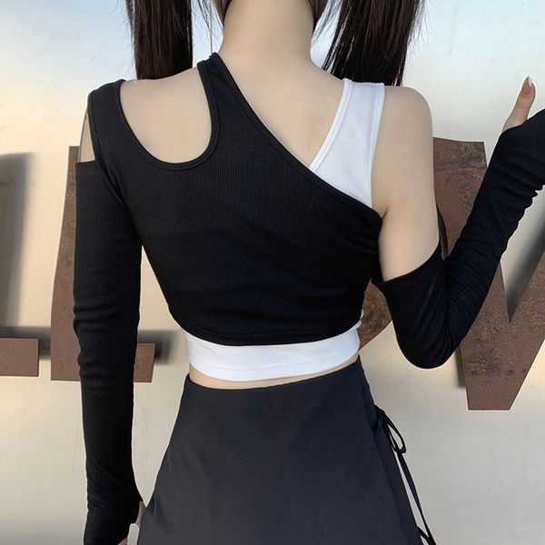 slim hollow out hit the color 2 piece set streetwear irregular long sleeve crop and one shoulder tank set, White
slim hollow out hit the color 2 piece set streetwear irregular long sleeve crop and one shoulder tank set, White