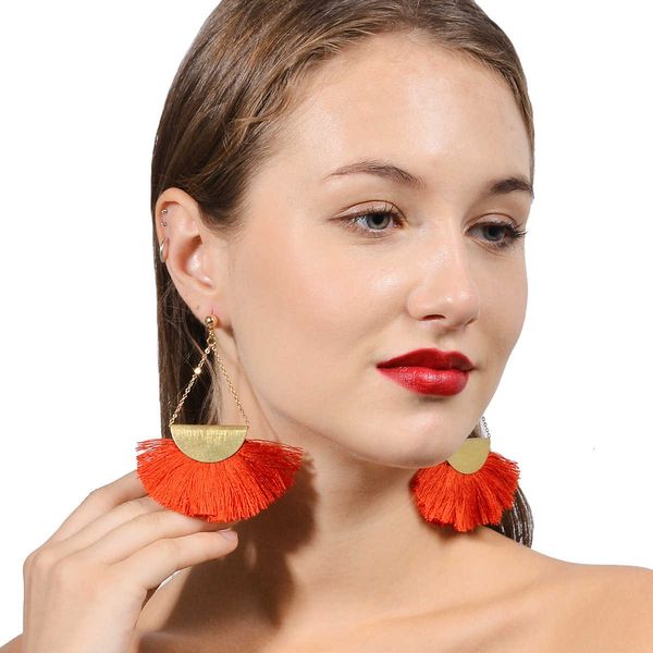 national style fashion temperament geometric sector alloy chain triangle stud tassel earrings, Silver
national style fashion temperament geometric sector alloy chain triangle stud tassel earrings, Silver