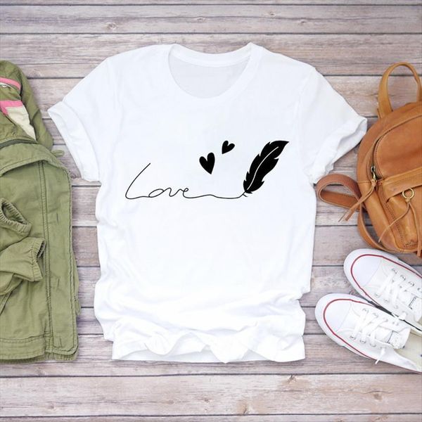 feather love simple sweet printing womens t shirts summer autumn print lady graphic female tee, White
feather love simple sweet printing womens t shirts summer autumn print lady graphic female tee, White
