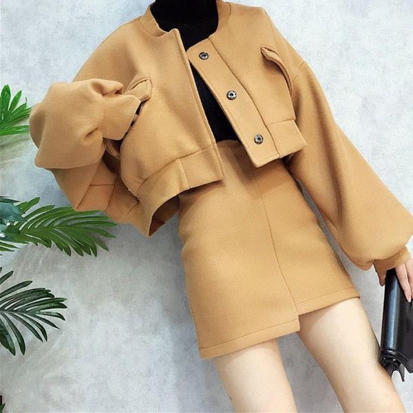 two piece dress women baseball full sleeve short coats loose blazer jackets skirts female casual office pieces set, White
two piece dress women baseball full sleeve short coats loose blazer jackets skirts female casual office pieces set, White