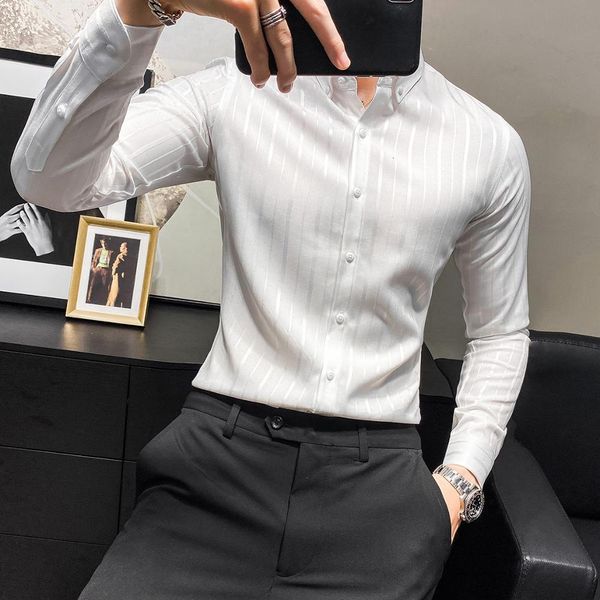 primavera novas new roupas masculinas manga comprida vestido camisas formal wear fino ajuste blusa branco/cin epbt, Black;brown
primavera novas new roupas masculinas manga comprida vestido camisas formal wear fino ajuste blusa branco/cin epbt, Black;brown