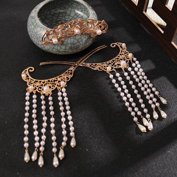hair clips & barrettes retro pearl tassel hairpins set with crown chinese style cute vintage headdress hanfu clothing accessories for girls, Golden;silver
hair clips & barrettes retro pearl tassel hairpins set with crown chinese style cute vintage headdress hanfu clothing accessories for girls, Golden;silver