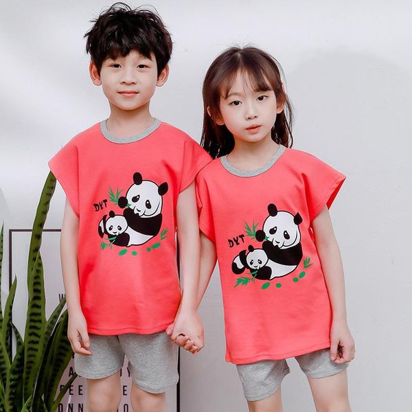 pajamas baby panda kids pajama sets cotton boys sleepwear summer girls clothes pijamas +pants 2pcs, Blue;red
pajamas baby panda kids pajama sets cotton boys sleepwear summer girls clothes pijamas +pants 2pcs, Blue;red