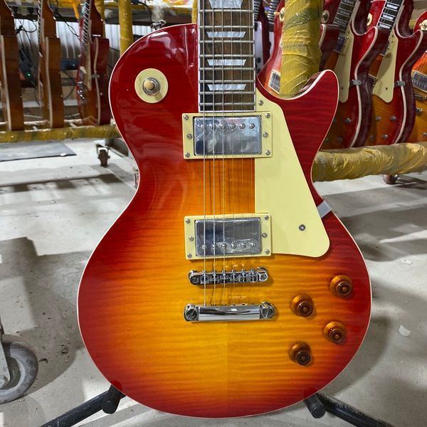 standard electric guitar cherry sunburst color tiger maple chrome hardware high quality
standard electric guitar cherry sunburst color tiger maple chrome hardware high quality
