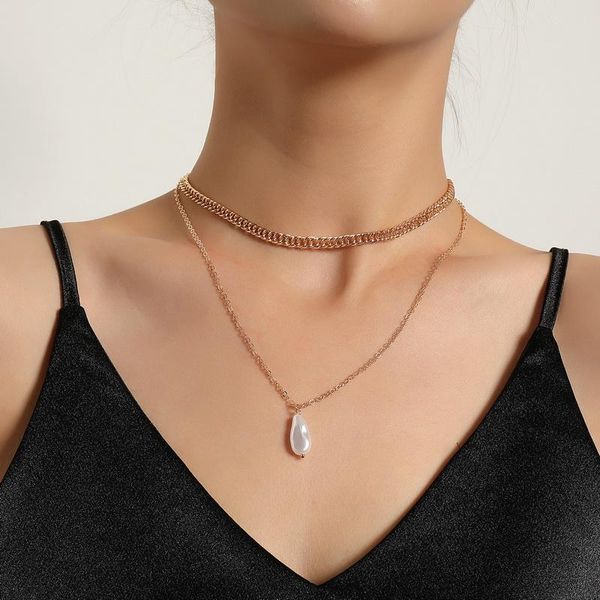 pendant necklaces trending elegant irregular pearl necklace for women double layers thick chains geometric clavicle jewelry gift, Silver
pendant necklaces trending elegant irregular pearl necklace for women double layers thick chains geometric clavicle jewelry gift, Silver