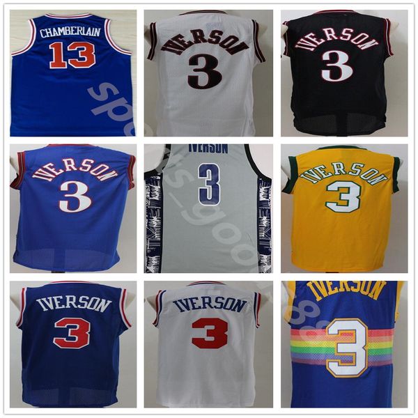 

georgetown hoyas college allen iverson jerseys 3 men basketball dr j julius erving 6 wilt chamberlain 13 blue black white red good quality