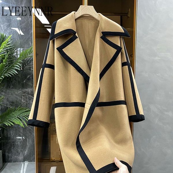women's wool & blends lyeeynnr hit color elegant women turn down collar casual long jackets winter clothes sleeve loose out wearing, Black
women's wool & blends lyeeynnr hit color elegant women turn down collar casual long jackets winter clothes sleeve loose out wearing, Black