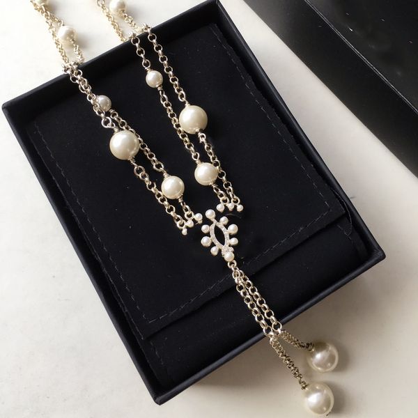 Women's Designer Necklace Classic Letter Logo Double Pearl Long Pendants Valentine's gift With Box Set LH-C7, Silver
Women's Designer Necklace Classic Letter Logo Double Pearl Long Pendants Valentine's gift With Box Set LH-C7, Silver