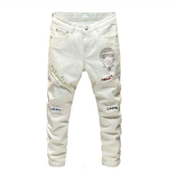 2021 men's male casual fashion crystal patchwork white jeans streetwear slim fit patch design stretch denim pants trousers 6n7z, Blue
2021 men's male casual fashion crystal patchwork white jeans streetwear slim fit patch design stretch denim pants trousers 6n7z, Blue