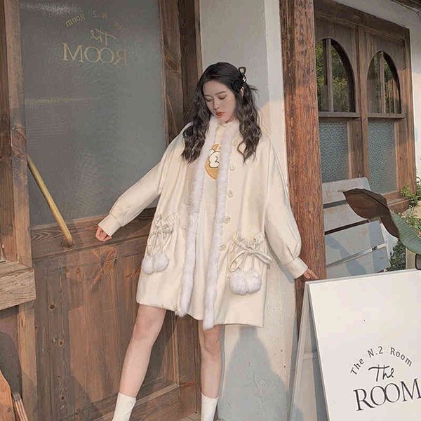 women's wool & blends sweet japanese sweet white pocket female kawaii fur collar from fake outerwear lady winter woolen coats dzj1, Black
women's wool & blends sweet japanese sweet white pocket female kawaii fur collar from fake outerwear lady winter woolen coats dzj1, Black
