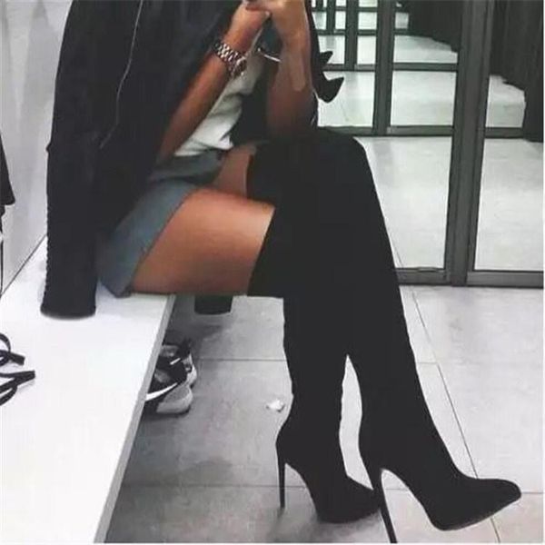 boots pointed high heeled knee women's autumn winter 2021 large 43 suede fine elastic plush, Black
boots pointed high heeled knee women's autumn winter 2021 large 43 suede fine elastic plush, Black