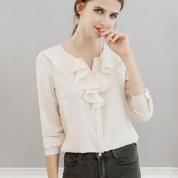 women's blouses & shirts arrival fashion and ladies casual long sleeve chiffon blouse ruffled collar shirt female blusas, White
women's blouses & shirts arrival fashion and ladies casual long sleeve chiffon blouse ruffled collar shirt female blusas, White